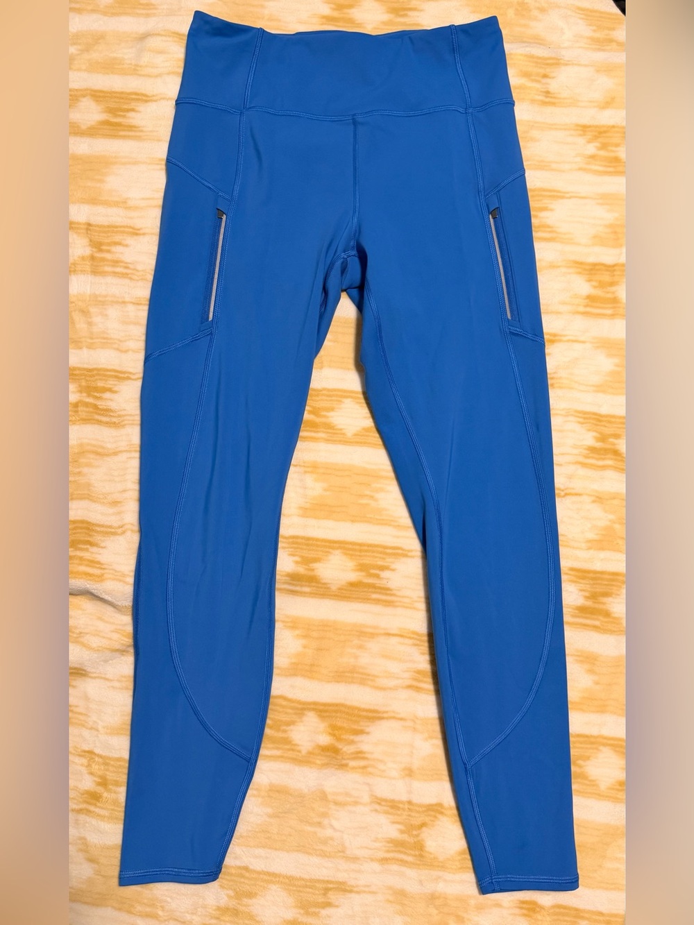 Athleta Rainer Tight High-Waisted Leggings Blue, Size M Reflective Zip Pockets - Picture 4 of 8